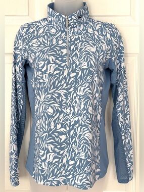 KJUS Women's Sunshine Printed Half-Zip Pullover Top Blue White size XS